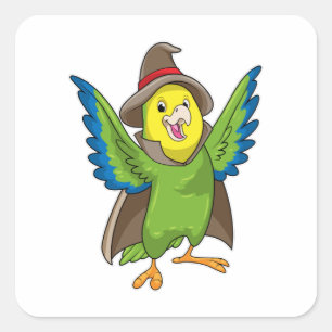 Pegatina Cuadrada Parrot como asistente con Gorra