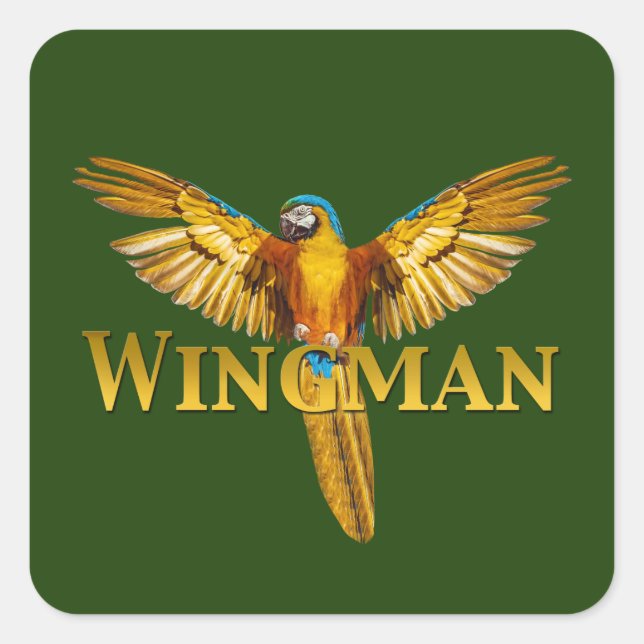 Pegatina Cuadrada Parrot Wingman (Anverso)