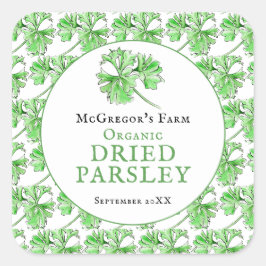 Pegatina Cuadrada Parsley seco acuarela arte personalizado tinte eti