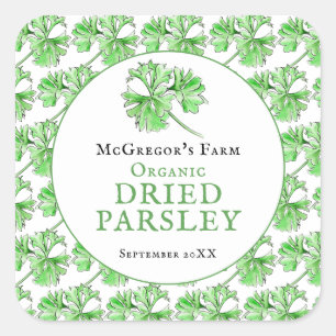 Pegatina Cuadrada Parsley seco acuarela arte personalizado tinte eti