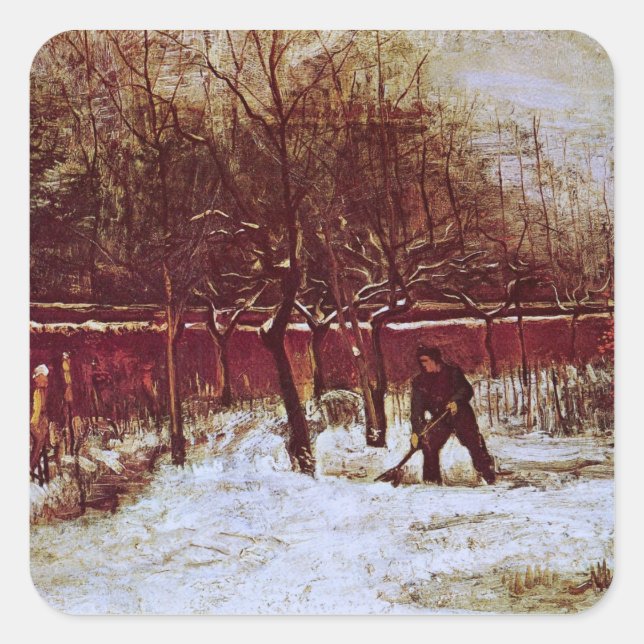 Pegatina Cuadrada Parsonage Garden de Nuenen de Vincent van Gogh (Anverso)