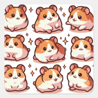 Pegatina Cuadrada Parte 2 de Hamsters