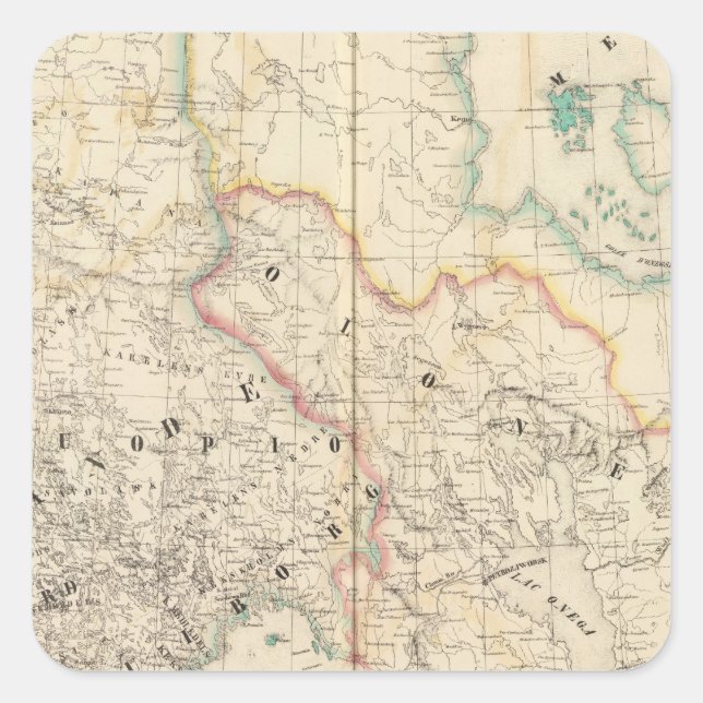 Pegatina Cuadrada Parte de la Rusia europea 5 (Anverso)