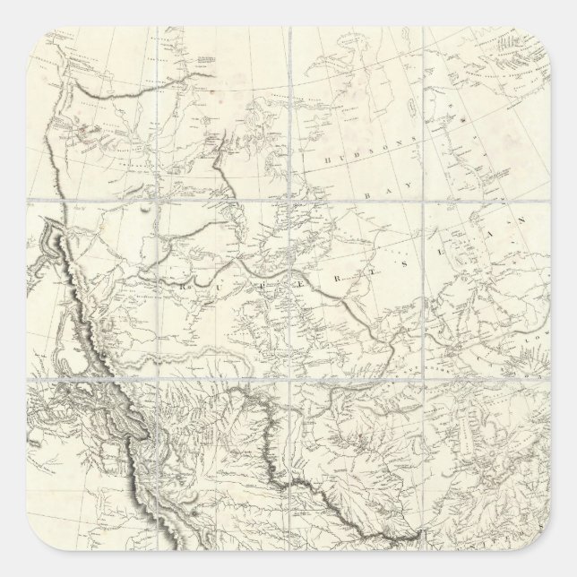 Pegatina Cuadrada Partes interiores de Norteamérica (Anverso)