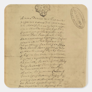 Pegatina Cuadrada Partida del nacimiento de Napoleon, 1769