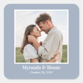 Pegatina Cuadrada Partido de compromiso de fotos Dusty Blue