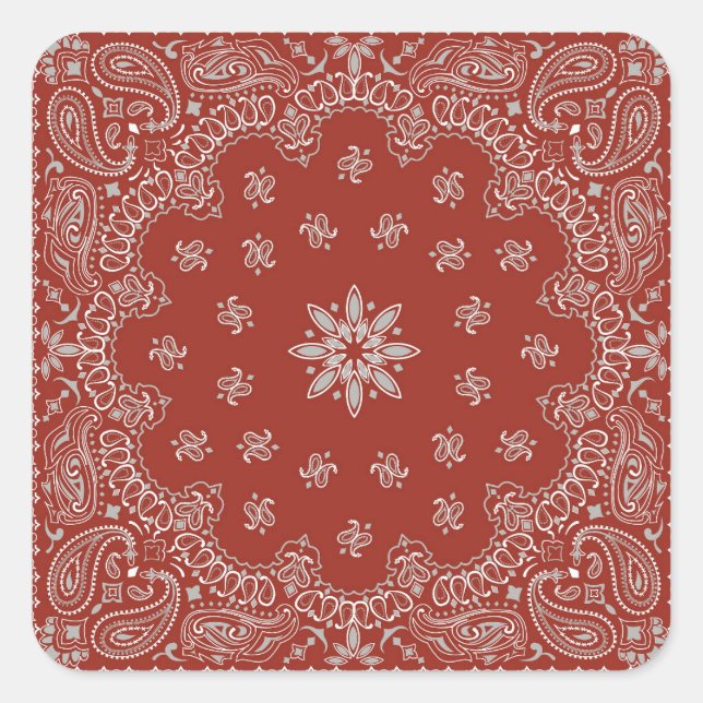 Pegatina Cuadrada Partido de cumpleaños de Cowboy, Red Bandana (Anverso)