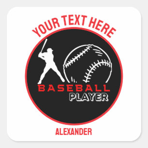 Pegatina Cuadrada Partido de cumpleaños del niño Chica de Béisbol Ne