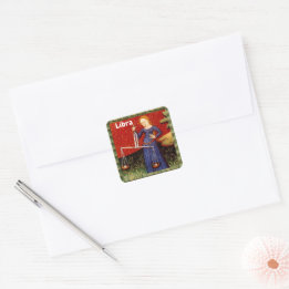 Pegatina Cuadrada Partido de Cumpleaños del Rótulo Libra Zodiac