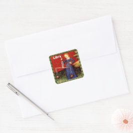 Pegatina Cuadrada Partido de Cumpleaños del Rótulo Libra Zodiac