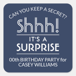 Pegatina Cuadrada Partido de cumpleaños sorpresa Elegante Marina Azu