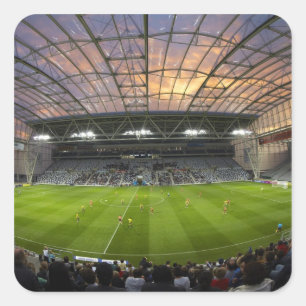 Pegatina Cuadrada Partido de fútbol, Forsyth Barr Stadium, Dunedin