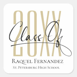Pegatina Cuadrada Partido de Graduación de Collage de Guión Moderno