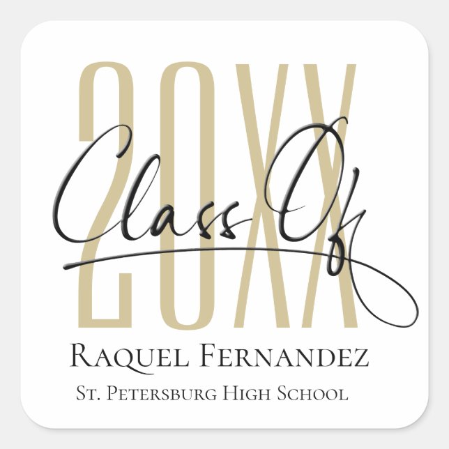 Pegatina Cuadrada Partido de Graduación de Collage de Guión Moderno (Anverso)