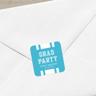 Pegatina Cuadrada Partido de Graduación de Variedad de Color de Fond