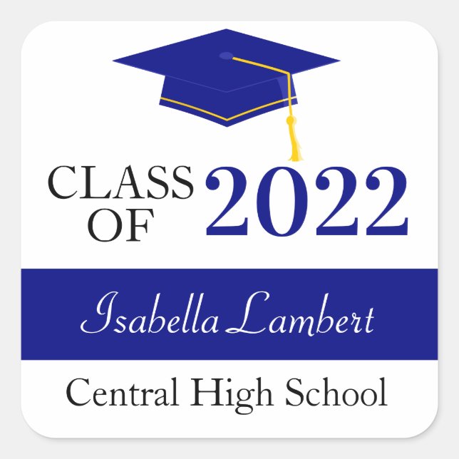 Pegatina Cuadrada Partido de Graduación Naval Favor de Gracias Etiqu