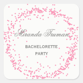 Pegatina Cuadrada Partido de la Bachelorette Confetti Rosa - Pegatin