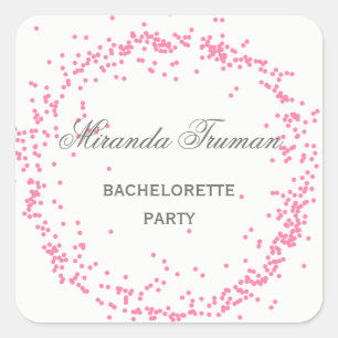 Pegatina Cuadrada Partido de la Bachelorette Confetti Rosa - Pegatin
