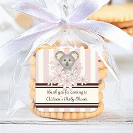 Pegatina Cuadrada Partido de los niños rosados de Koala Favor / Chic