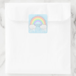 Pegatina Cuadrada Partido del Arcoiris y las Nubes Pastel favorece a