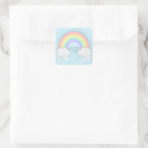 Pegatina Cuadrada Partido del Arcoiris y las Nubes Pastel favorece a