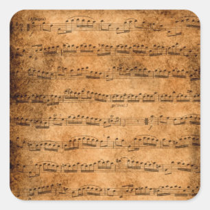Pegatina Cuadrada Partitura del vintage