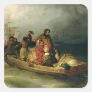Pegatina Cuadrada Pasajeros migrantes a bordo, 1851