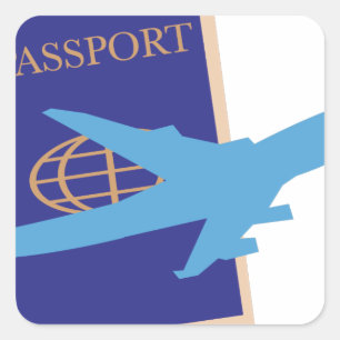 Pegatina Cuadrada Pasaporte