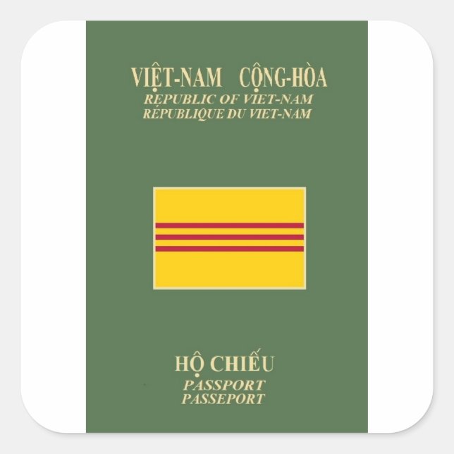 Pegatina Cuadrada Pasaporte vietnamita - Bandera de Vietnam del Sur (Anverso)