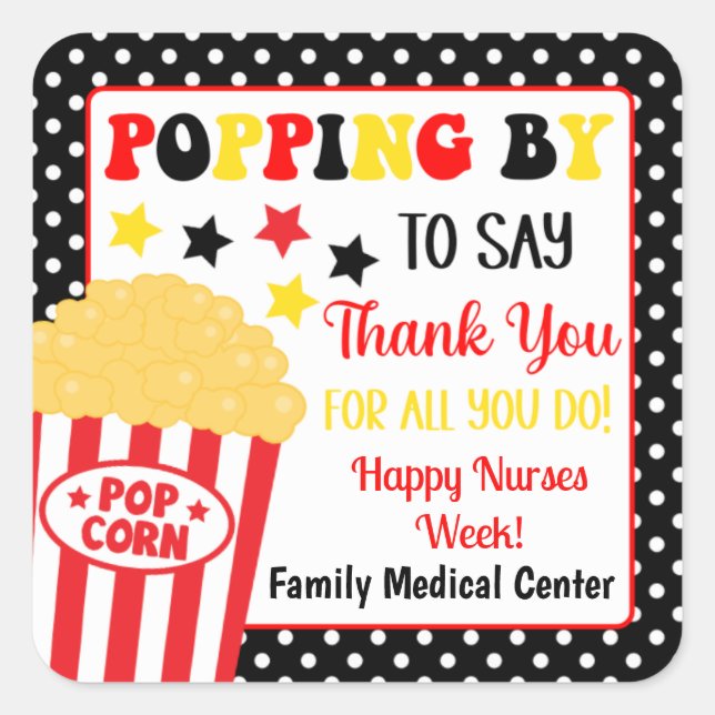 Pegatina Cuadrada Pasar a decir gracias a regalo (Anverso)