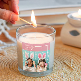 Pegatina Cuadrada Pascua bendita y felíz rosada moderna | Regalo fot