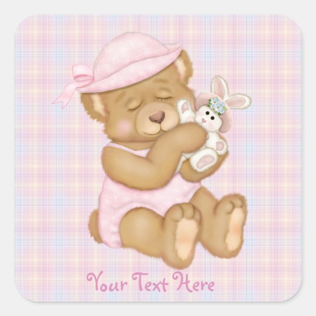Pegatina Cuadrada Pascua Chica de Teddy (Anverso)