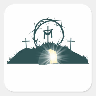 Pegatina Cuadrada Pascua cristiana inspiradora Jesús de Pascua