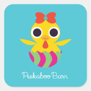 Pegatina Cuadrada Pascua de Peekaboo Barn Bayla, el polluelo