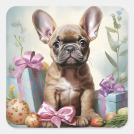 Pegatina Cuadrada Pascua del Bulldog francés