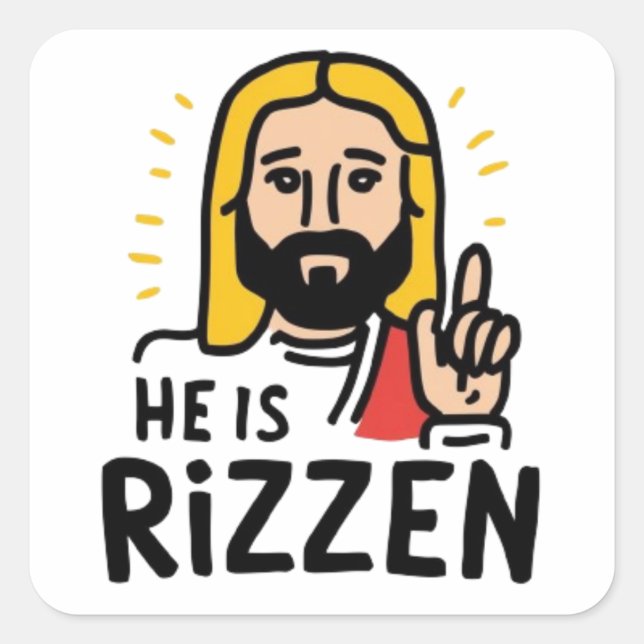 Pegatina Cuadrada Pascua es Rizzen (Anverso)