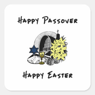 Pegatina Cuadrada Pascua interreligiosa y Pascua