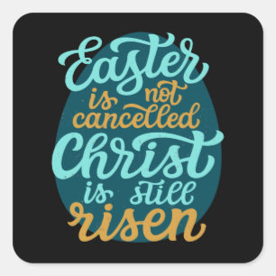 Pegatina Cuadrada Pascua Jesús Cristiano diciendo