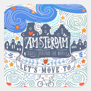 Pegatina Cuadrada Pasemos a Ámsterdam