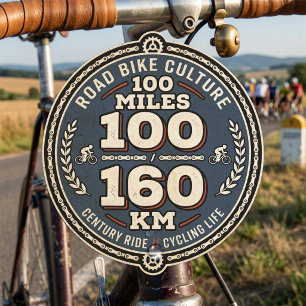 Pegatina Cuadrada Paseo en bicicleta del siglo 100 millas 160 KM