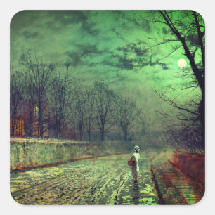 Pegatina Cuadrada Paseo en luna