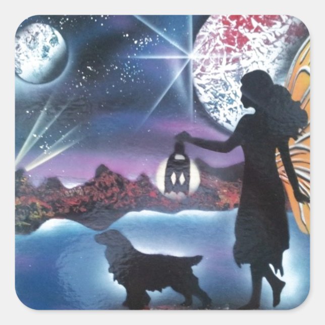 Pegatina Cuadrada Paseo nocturno (Anverso)