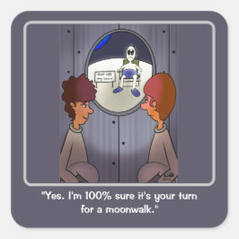Pegatina Cuadrada Paseo por la luna