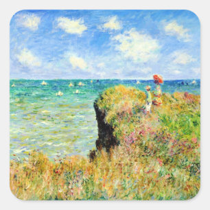 Pegatina Cuadrada Paseo por Pourville por Claude Monet