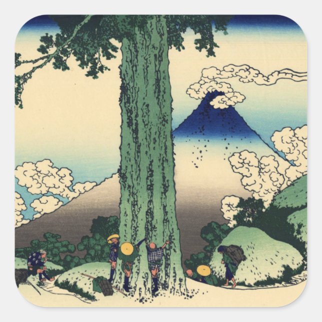 Pegatina Cuadrada Paso de Mishima en la provincia de Kai (Anverso)