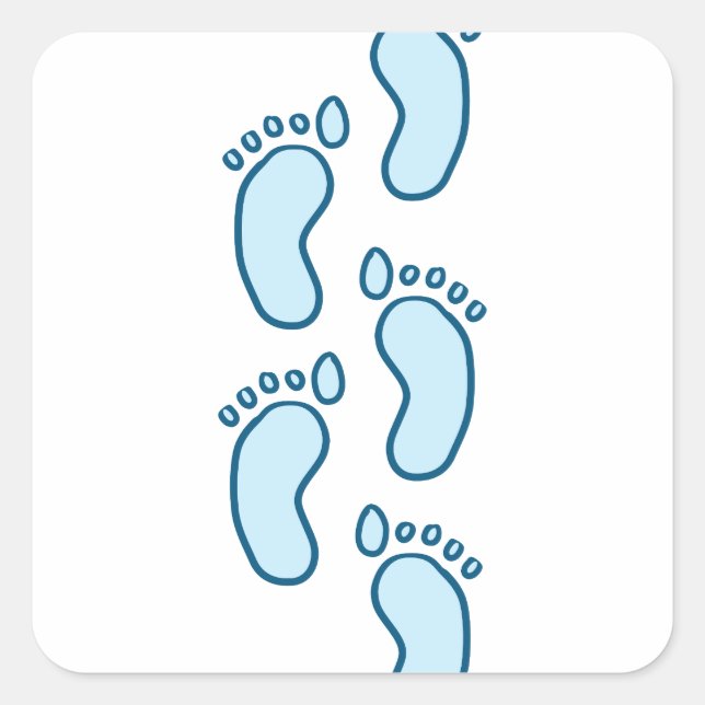Pegatina Cuadrada Pasos de pie de bebé (Anverso)