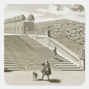 Pegatina Cuadrada Pasos hasta la terraza del jardín, el Palacio Belv