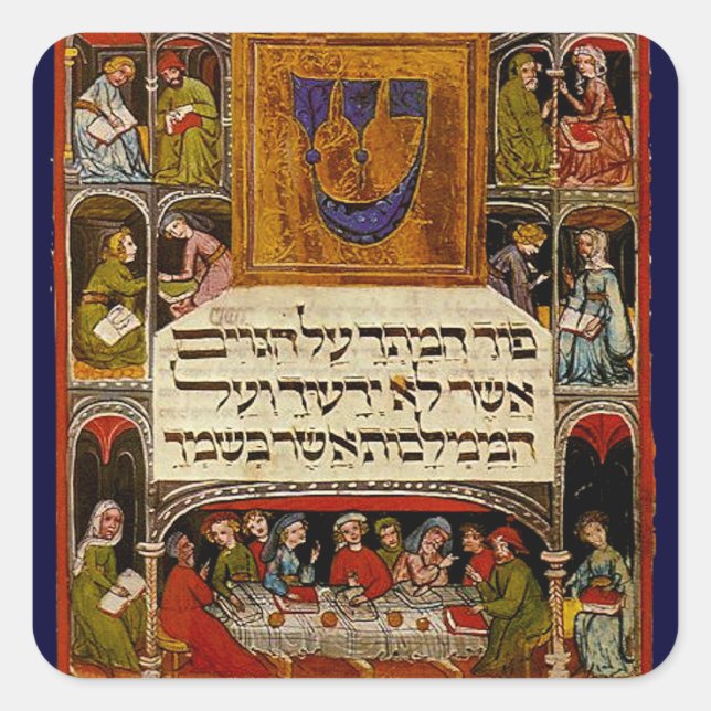 Pegatina Cuadrada Passover Haggadah (Anverso)
