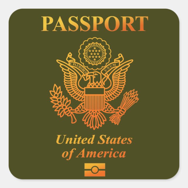 PEGATINA CUADRADA PASSPORT(USA) (Anverso)