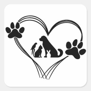 Pegatina Cuadrada Pasta de Mascotas de amor